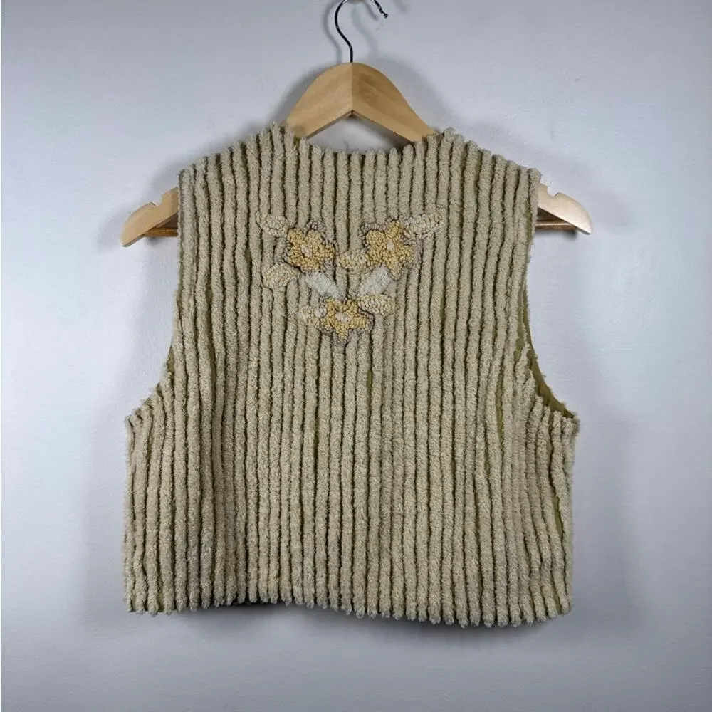 Sandy Starkman Vintage Chenille Floral Embroidered Cotton Vest - Picture 6 of 8